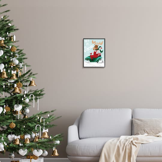 Stupell Industries Let It Snow Moose Sleigh Framed Giclee Art